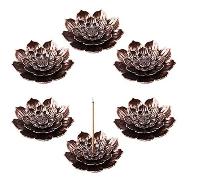 Detachable Bronze Lotus Incense and Sage Holder