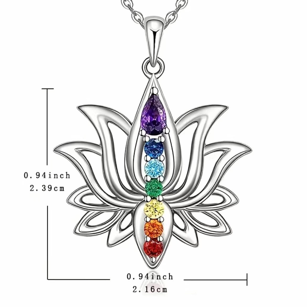 7 Chakra Lotus Necklace with Natural Stones