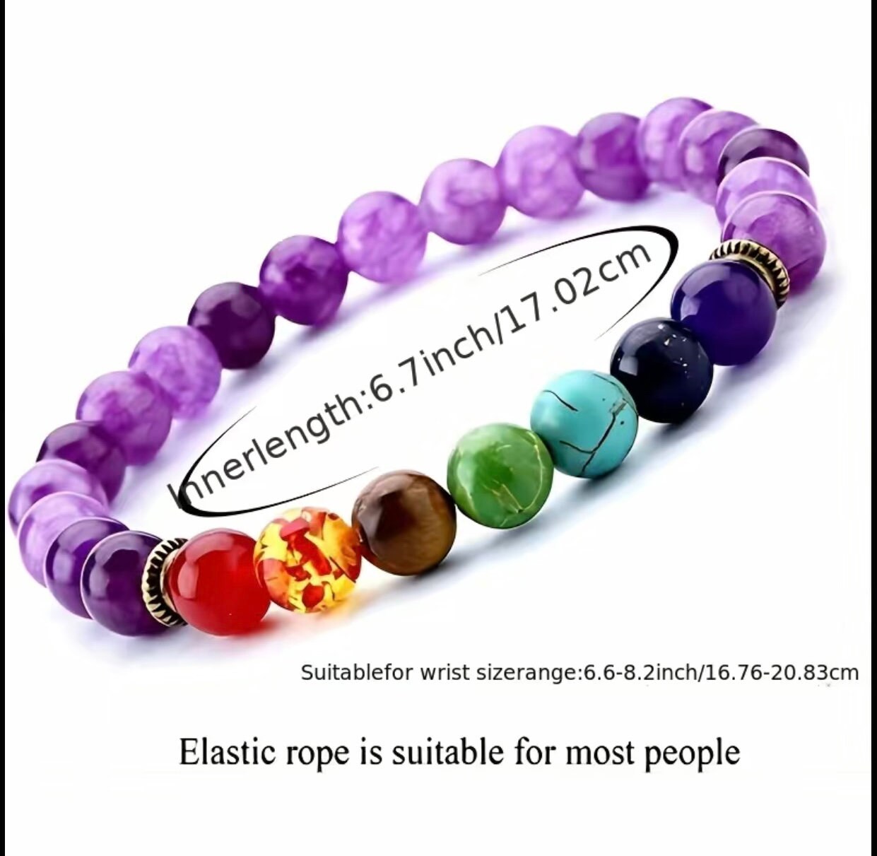 7 Chakra Lava Beads Bracelet & Amethyst Rocks