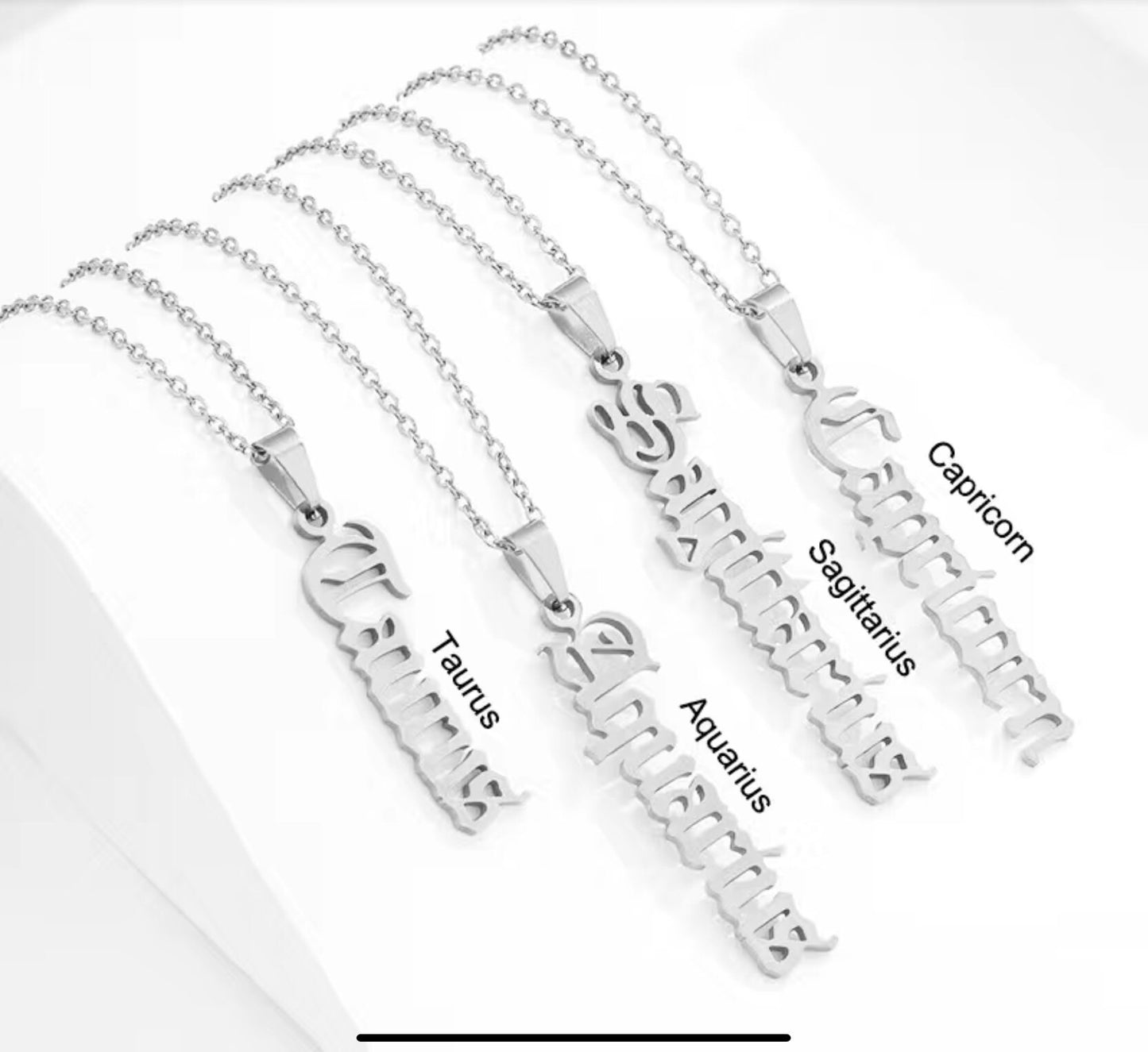 All 12 Zodiac Silver Necklaces- Aries, Taurus, Gemini, Cancer, Leo, Virgo, Libra, Scorpio, Sagittarius, Capricorn, Aquarius, Pisces