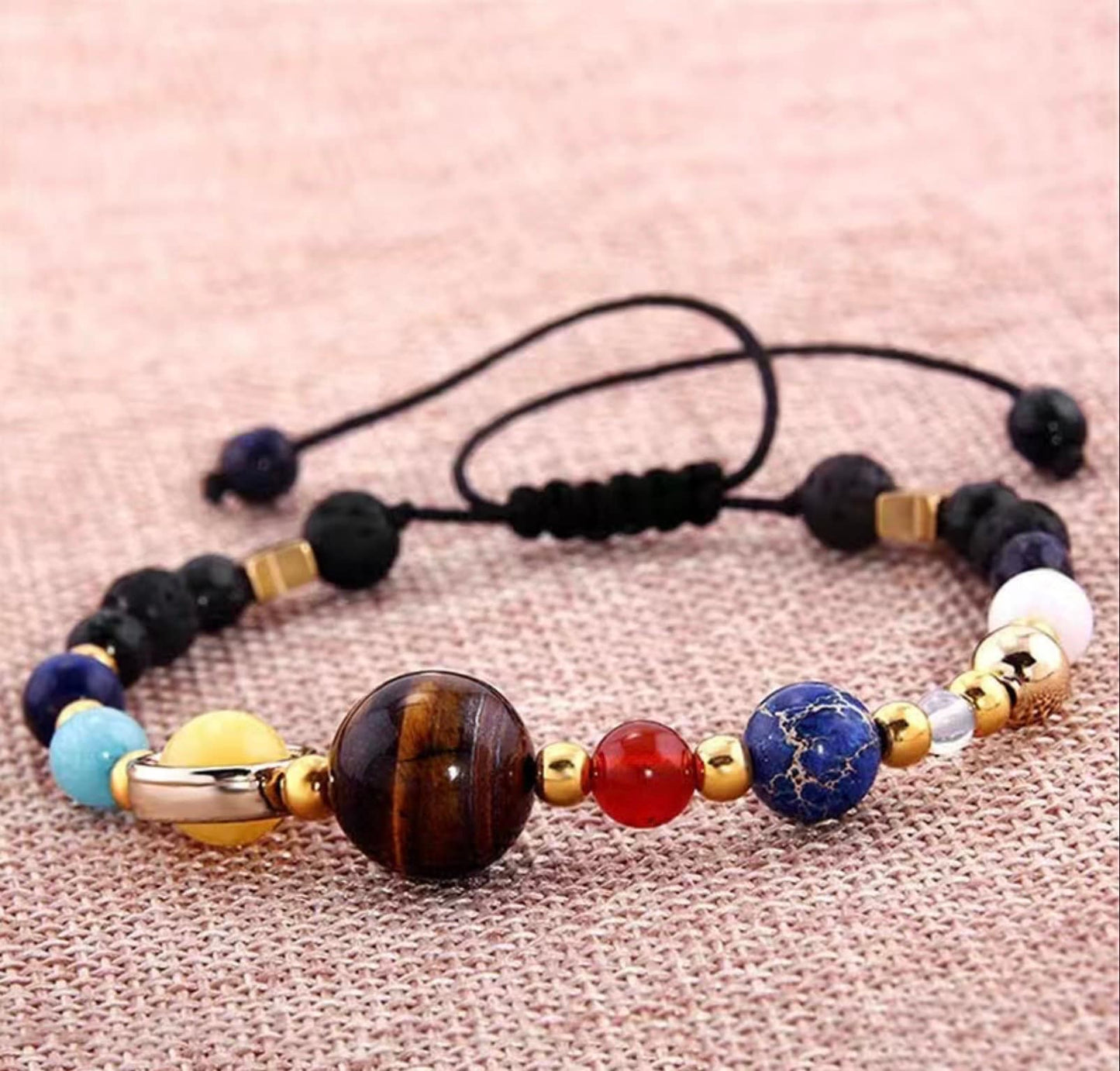 8 Planets Alloy Bracelet, Natural Stone Bead Bracelet, Mercury, Venus, Earth, Mars, Jupiter, Saturn, Uranus, Neptune