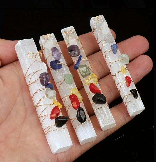 Chakra Harmony Gold-wrapped Selenite Wand